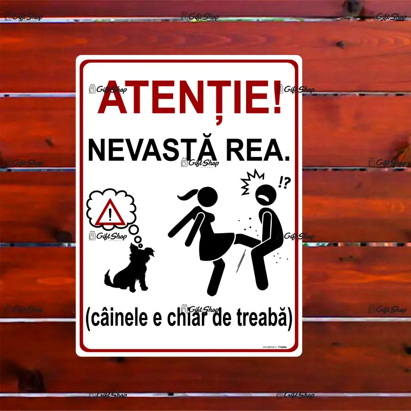 Atentie nevasta rea, indicator amuzant 150x200 mm